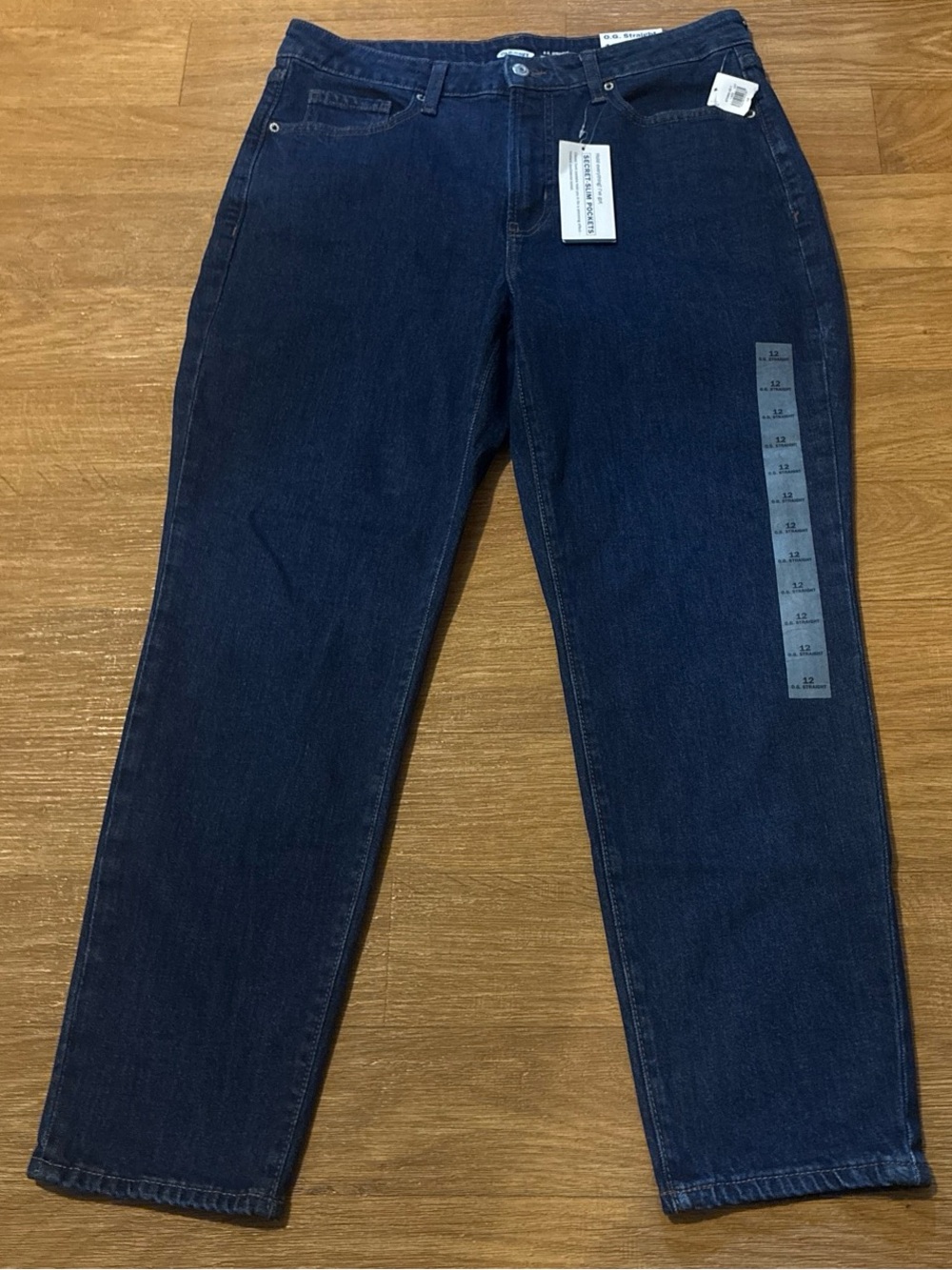 Old Navy Denim Blue Jeans Zip Up O.G. Straight High Rise Women’s Sz 12 NWT